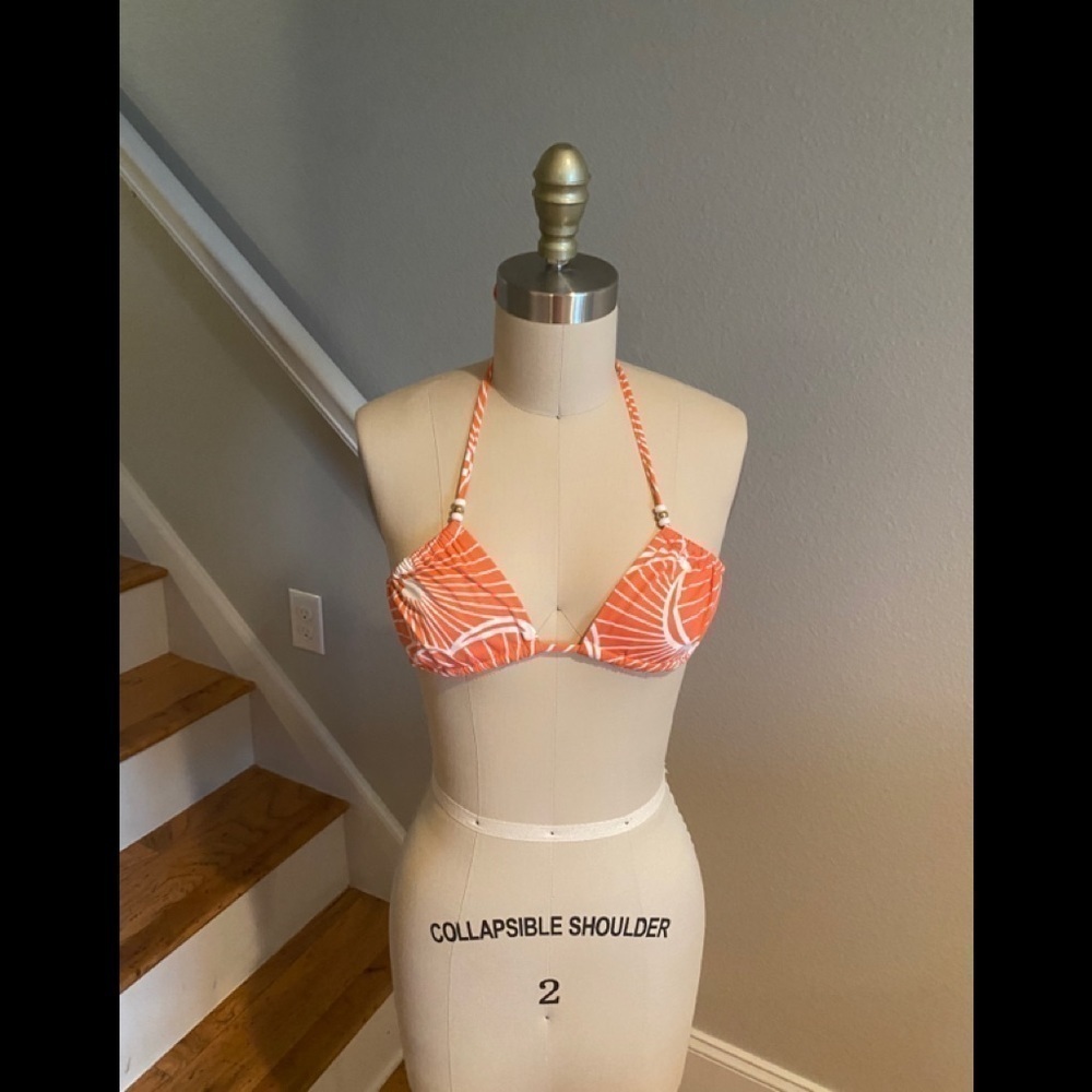 ZINGARA Orange/White Floral Print Bikini Top​​​​​​​​​